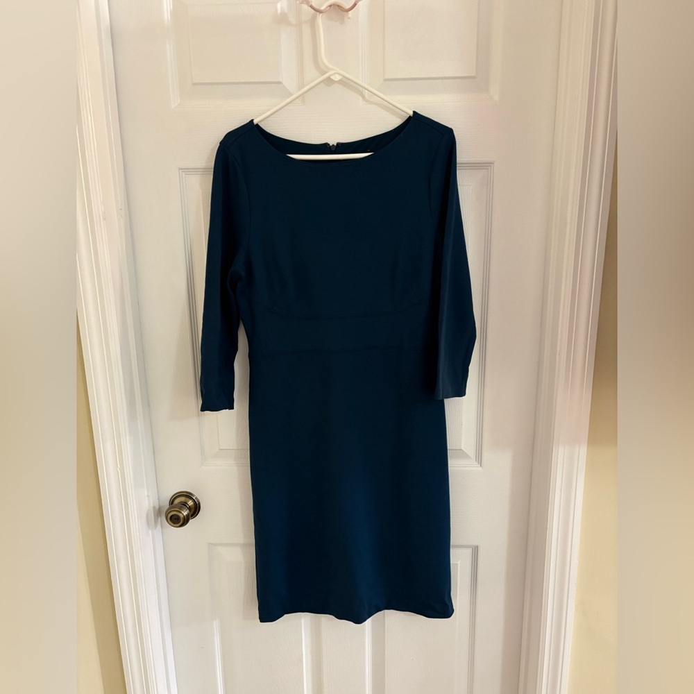 Ann Taylor Teal Quarter-Sleeve Dress